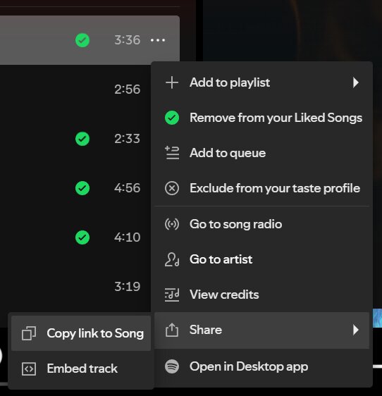 How to get Spotify track link?